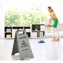 Alpine Industries 24 in. Gray Bilingual Wet Floor Sign, Two-Sided A-Frame Safety Sign thumbnail 5