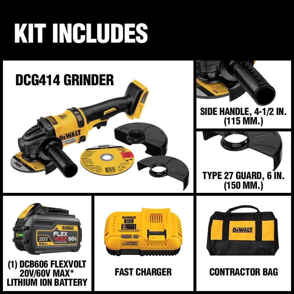 DEWALT FLEXVOLT 60V MAX Brushless 4-1/2 in. to 6 in. Angle Grinder Kit with Kickback Brake