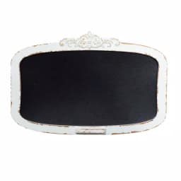 LITTON LANE Shabby Chic 28 in. Wooden Chalkboard Memo Board with Distressed Ivory Frame and Trinket Tray thumbnail 1