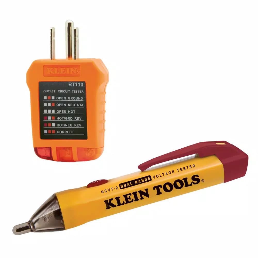 Klein Tools Dual Range Non-Contact Voltage Tester and Outlet Tester 2-Piece Kit