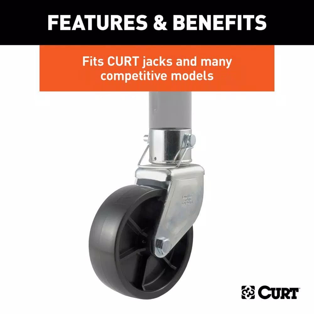 CURT 6" Jack Caster for 2" Diameter Tubes, 1,200 lbs. Capacity