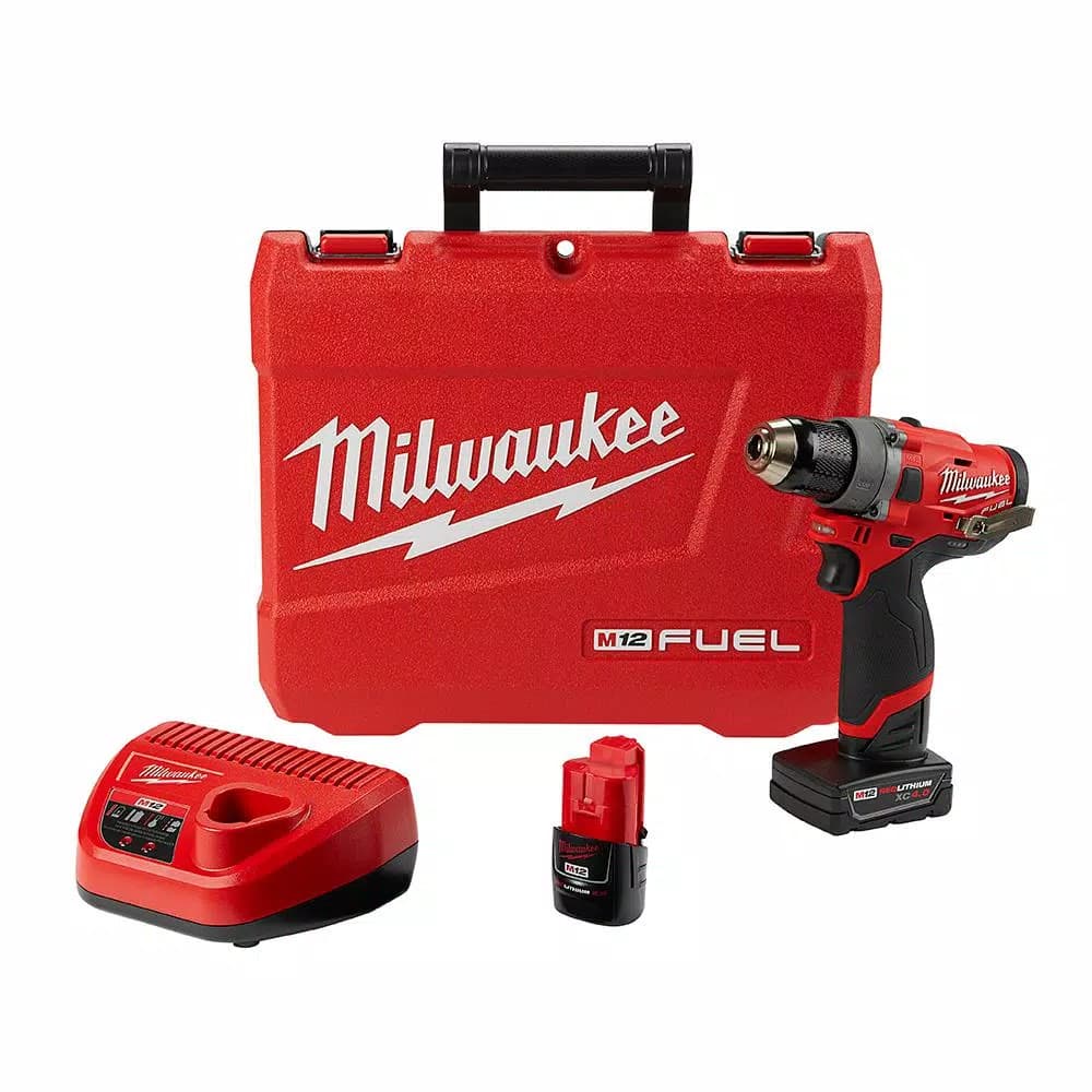 Milwaukee M12 FUEL 12V Brushless 1/2 in. Drill Driver Kit with 4.0Ah & 2.0Ah Batteries and Hard Case
