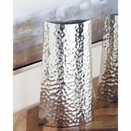 LITTON LANE Modern Reflections 14 in. Hammered Stainless Steel Bell-Shaped Vase, Silver thumbnail 1