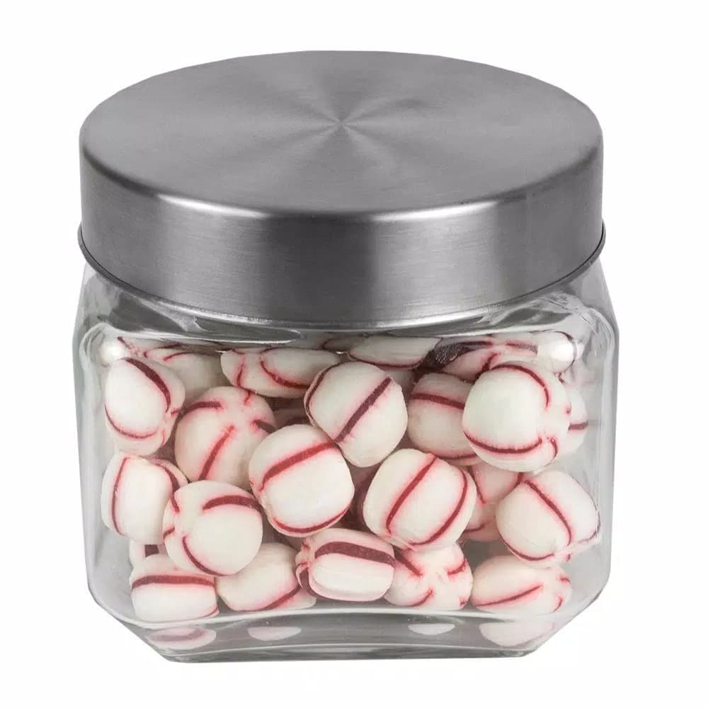Unbranded 4-Piece Glass Canister Set with Brushed Stainless Steel Lids