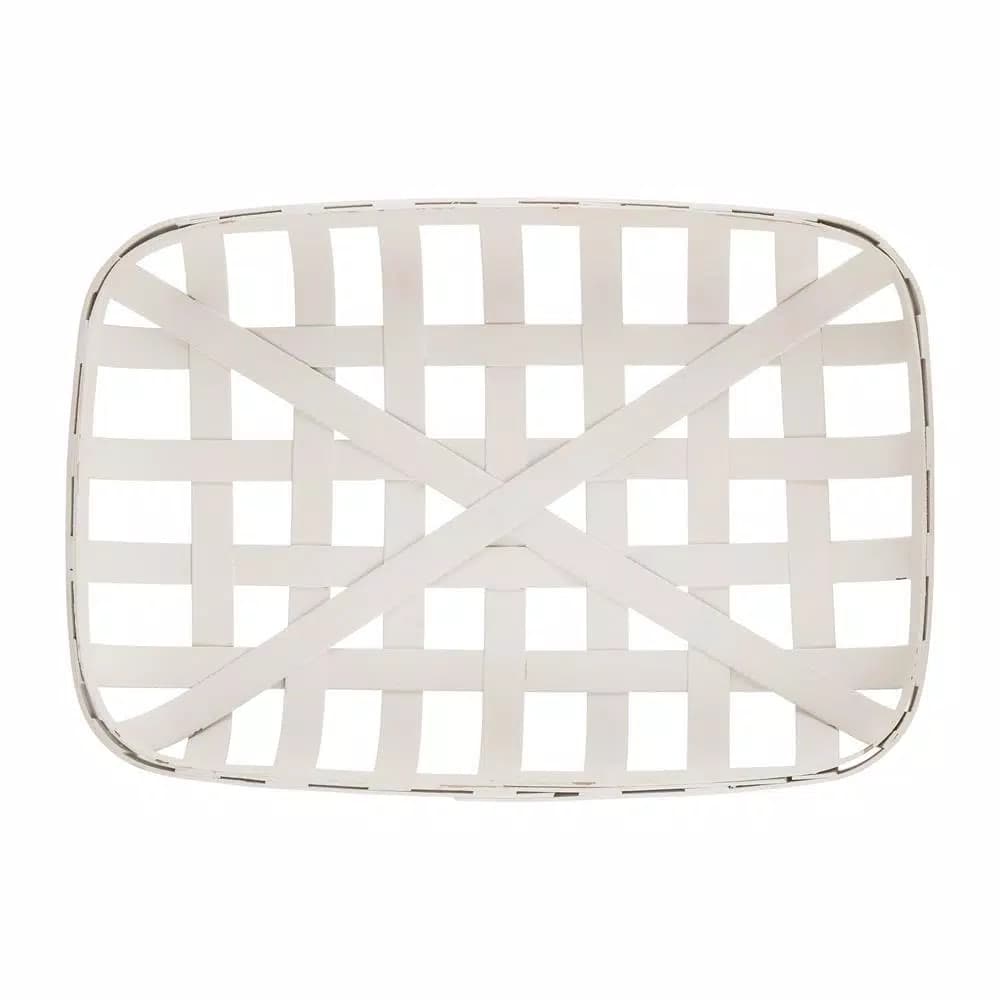 Glitzhome 30 in. H x 24 in. W White Wooden Tobacco Basket Wall Decor