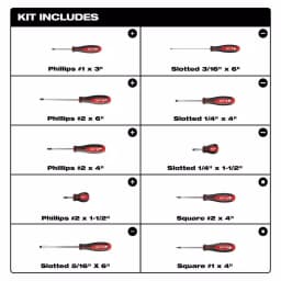 Milwaukee 10-Piece Screwdriver Set with Hardened Tips and Tri-Lobe Handles thumbnail 3