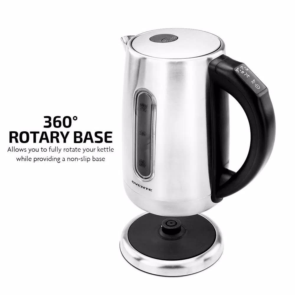 Ovente KS58 1.7L Stainless Steel Electric Kettle with Touch Screen Control Panel