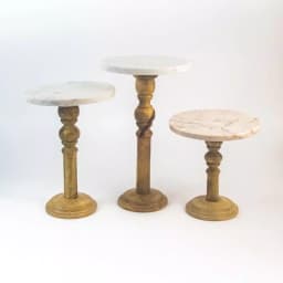 Unbranded Set of 3 Marble and Wood Round Display Stands for Serving and Decor thumbnail 1