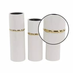 LITTON LANE White Ceramic Decorative Vase Set of 3 with Gold Lining Detail, Modern Cylinder Design thumbnail 3
