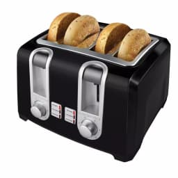 BLACK+DECKER 4-Slice Black Extra-Wide Slot Toaster with Browning Control and Dual Control Panels thumbnail 4