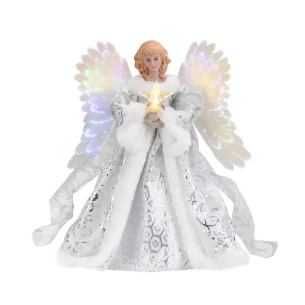 Mr. Christmas Celestial Angel Animated Christmas Tree Topper, Pre-lit with Fiber Optic Wings