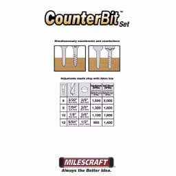 Milescraft Adjustable Titanium Coated Countersink Drill Bit Set, 4-Piece, Hex Shank thumbnail 3