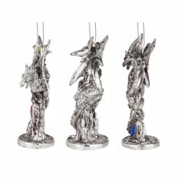 Design Toscano Three Dragons of the Amesbury Holiday Gemstone Ornament Set, 3-Piece Silver Resin thumbnail 3