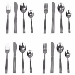 Unbranded Stripes 16-Piece 18/0 Stainless Steel Flatware Set, Silver Modern Silverware thumbnail 1