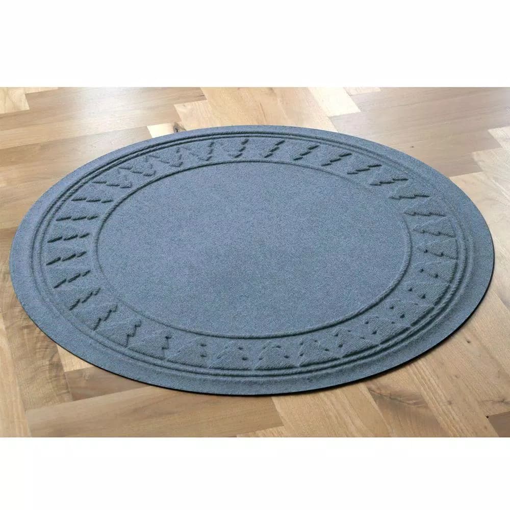 Bungalow Flooring Aqua Shield Bluestone 35 in. Round Pine Trees Christmas Tree Mat