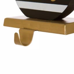 Glitzhome 6.89 in. Striped Wooden and Metal Stocking Holder with Joy Design thumbnail 4