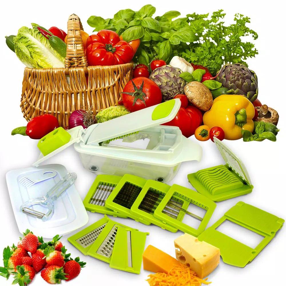 MegaChef 8-in-1 Multi-Use Slicer Dicer and Chopper with Interchangeable Blades and Bonus Peeler