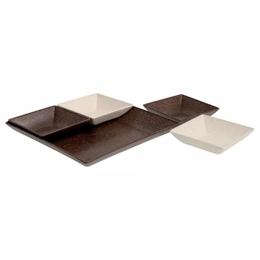 Unbranded EVO Sustainable Goods Dark Brown Wood-Plastic Composite Serving & Snack Set, 5-Piece