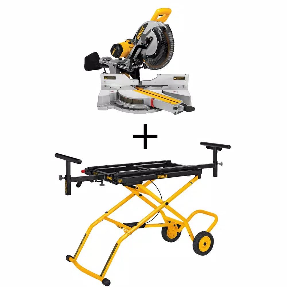 DEWALT 12 in. Sliding Compound Miter Saw with Rolling Stand, 15 Amp, 3800 rpm