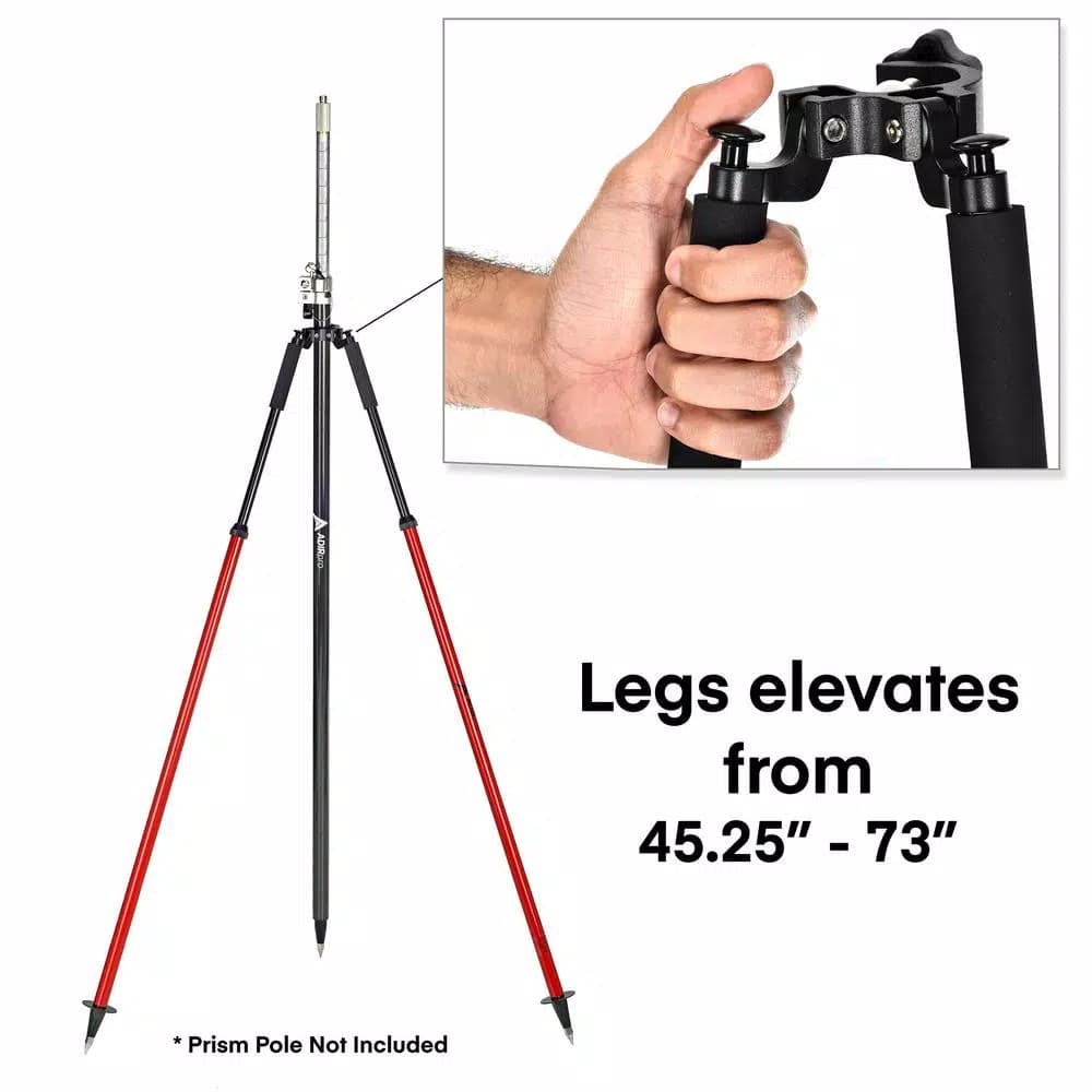 AdirPro Aluminum Prism Pole Bipod, Red - Quick Lever Locking Tripod Accessory
