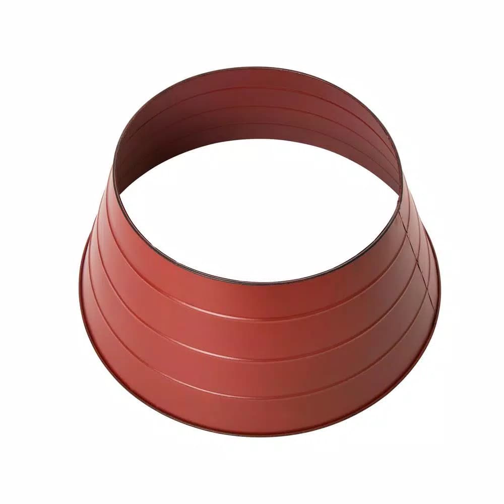 Glitzhome 22 in. Red Painted Metal Christmas Tree Collar - Rustic Holiday Decor