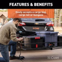 CURT 60" x 24" Black Steel Basket Cargo Carrier, 2" Fixed Shank, 500 lb. Capacity thumbnail 5