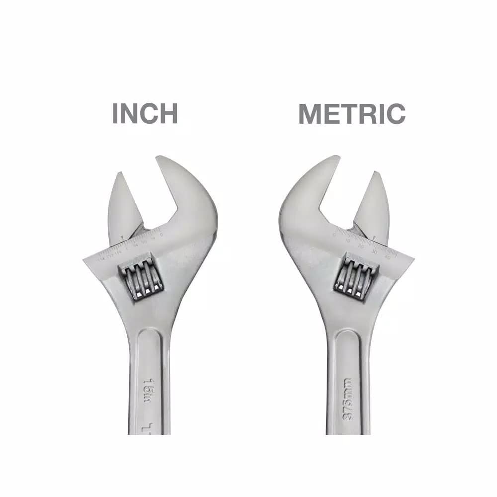 TEKTON 15 in. Adjustable Wrench, Carbon Steel with Satin Chrome Finish