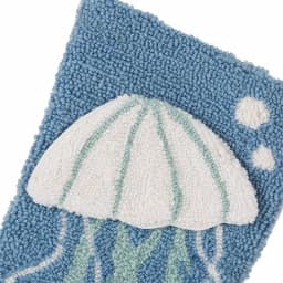 Glitzhome 19 in. 3D Jellyfish Hooked Christmas Stocking, Blue and White Beach Theme thumbnail 3