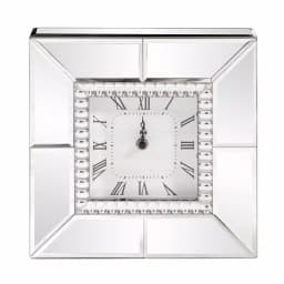 Unbranded Mirrored Table Clock with Beaded Glass Border and Roman Numerals thumbnail 1