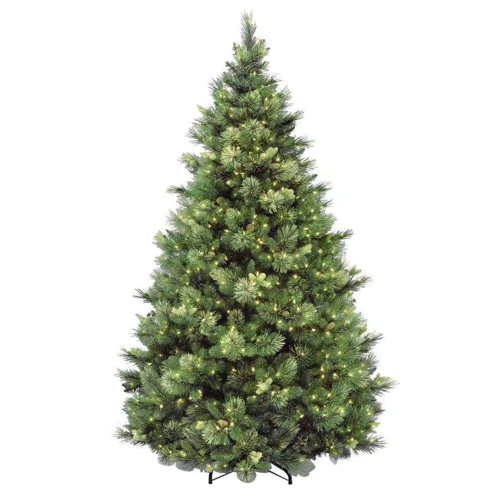 National Tree Company 7.5 ft. Carolina Pine Prelit Artificial Christmas Tree with 750 Clear Lights and Flocked Cones