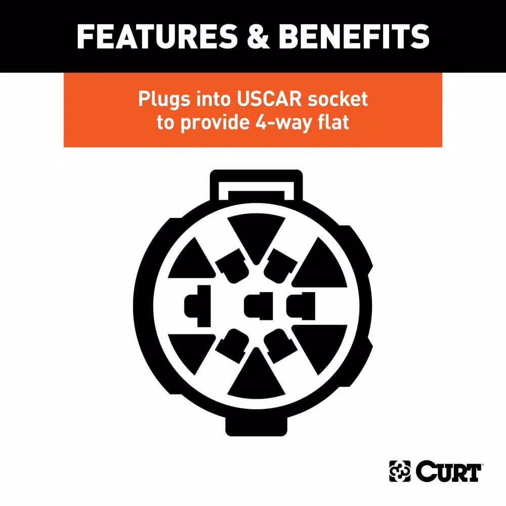 CURT 4-Way Flat Replacement Socket - Plugs into USCAR OEM Vehicle Socket