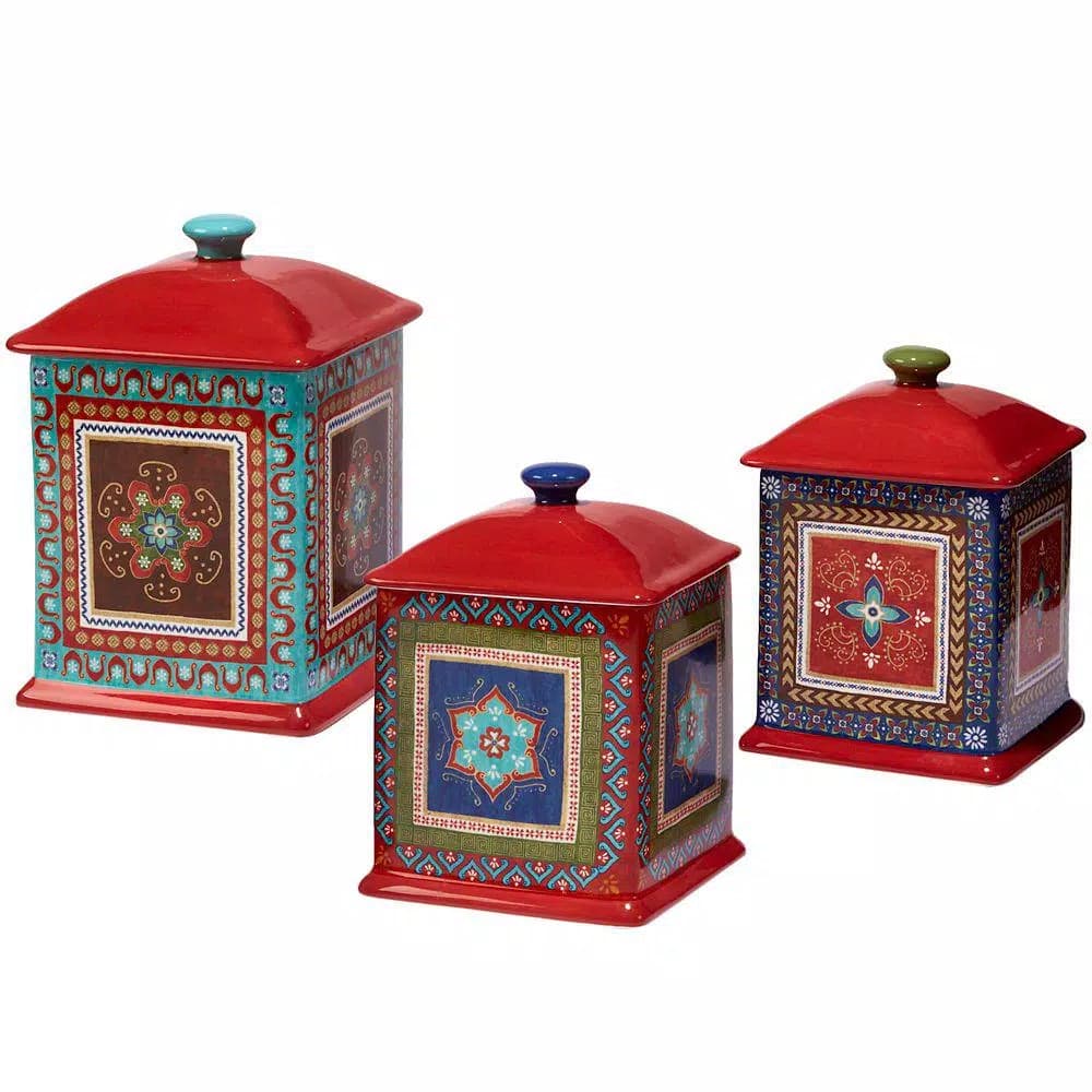 Certified International Monterrey 3-Piece Ceramic Canister Set, Multi-Colored