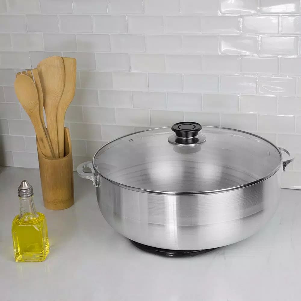 Home Basics 11.3 Qt. Aluminum Caldero with Glass Lid, Heavy Duty Multi-Pot