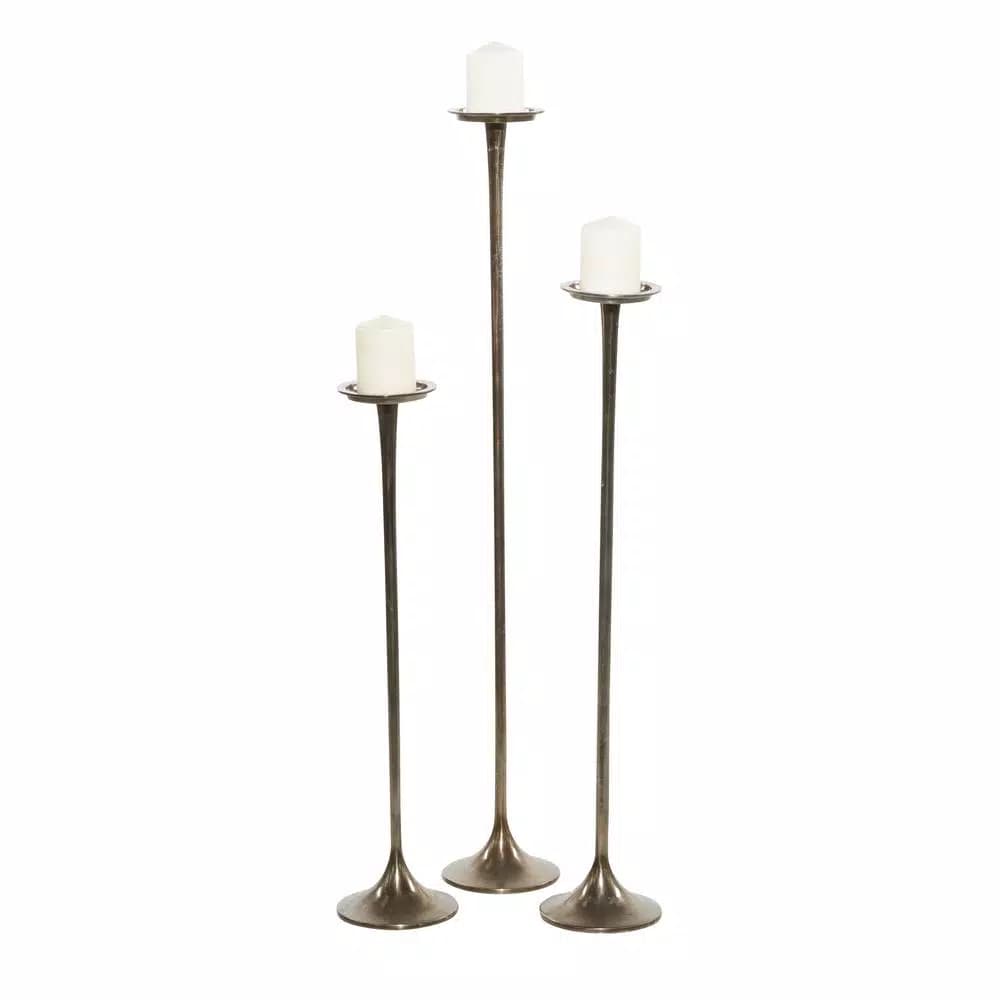 LITTON LANE Modern Gray Aluminum Candlestick Set of 3 - 40 in. x 32 in. x 37 in.