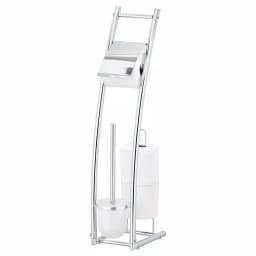 Furinno Wayar Toilet Brush and Paper Holder Stand, 3-in-1 Freestanding Chrome Bathroom Organizer, Silver thumbnail 1