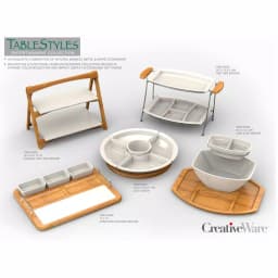 Unbranded CreativeWare TableStyles 2-Tiered Bamboo and Stoneware Folding Ladder Serving Set thumbnail 2
