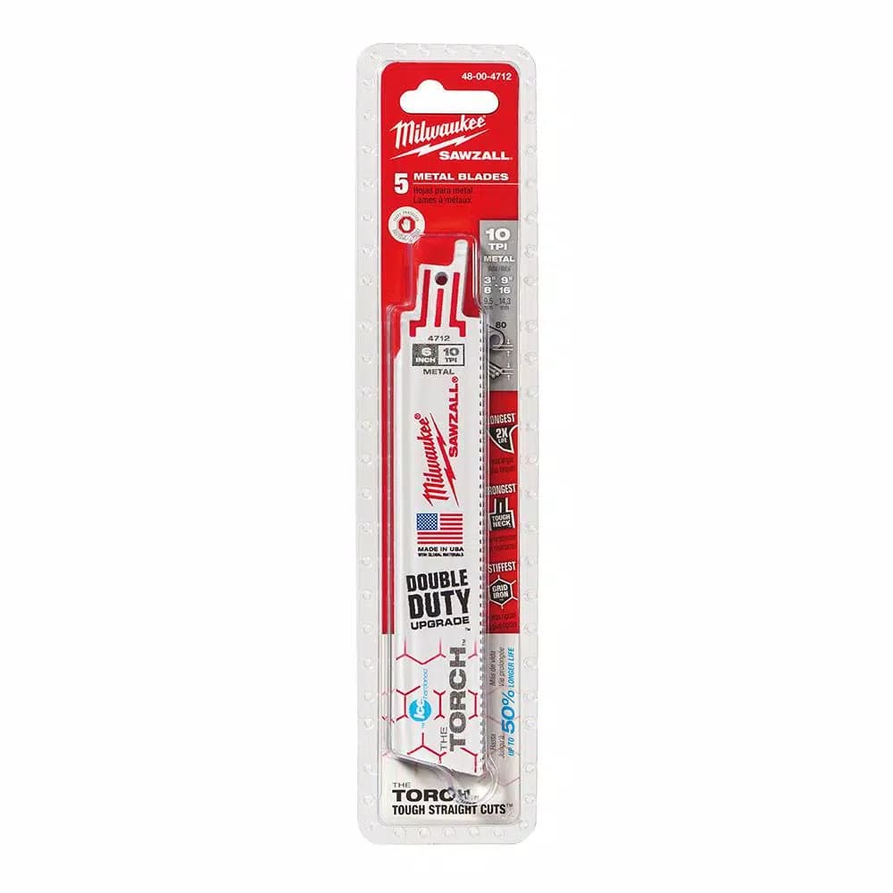 Milwaukee Torch Ice Hardened Metal Cutting Reciprocating Saw Blades, 6 in., 10 TPI (5 Pack)