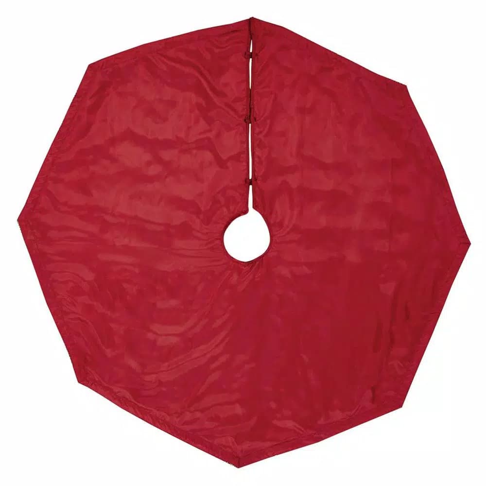 VHC Brands 48 in. Yule Christmas Red Glam Decor Tree Skirt with Gold Embroidered Paisley