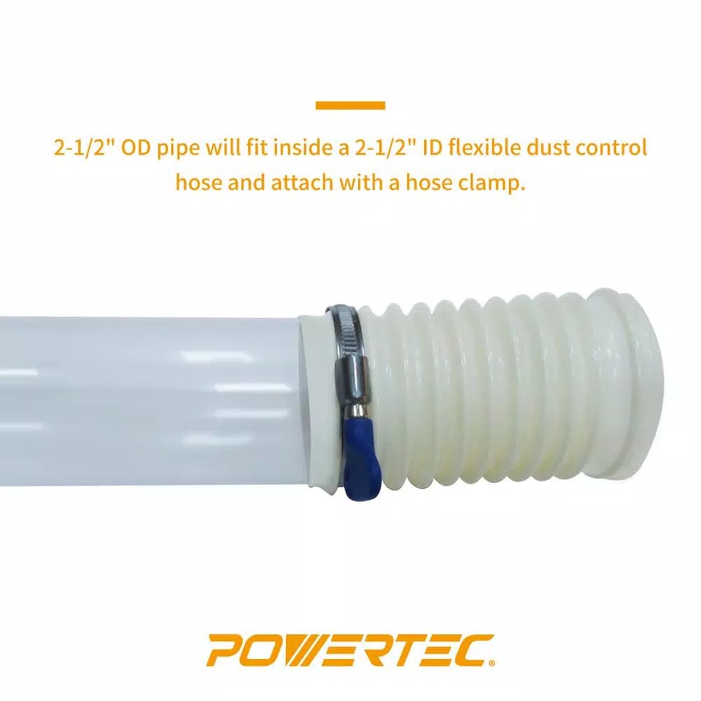 POWERTEC 2-1/2 in. x 36 in. Clear Rigid PVC Dust Collection Pipe