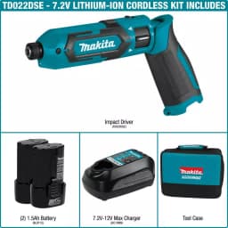 Makita 7.2V Lithium-Ion Cordless 1/4 in. Hex Impact Driver Kit thumbnail 2