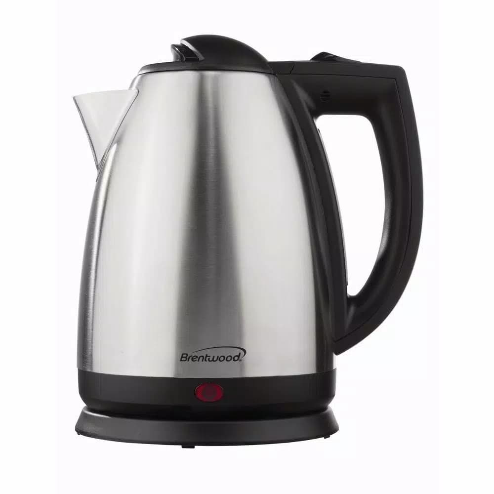 Brentwood 8.45-Cup Stainless Steel Electric Kettle, 1000W Rapid Boil with Auto Shut-Off