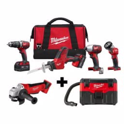 Milwaukee M18 18V Lithium-Ion Cordless 4-Tool Combo Kit with Grinder and Wet/Dry Vacuum thumbnail 1
