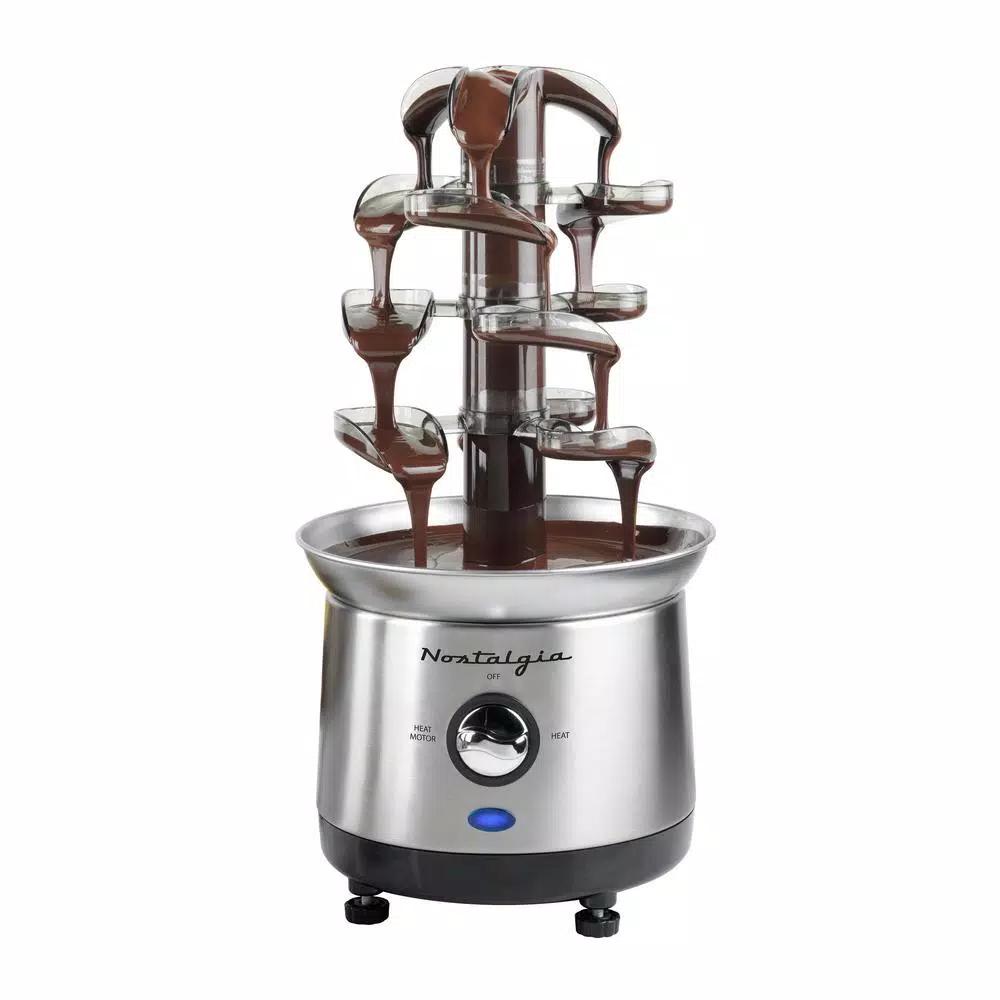 Nostalgia 3-Tier Stainless Steel Cascading Fondue Fountain with Auger-Style Flow