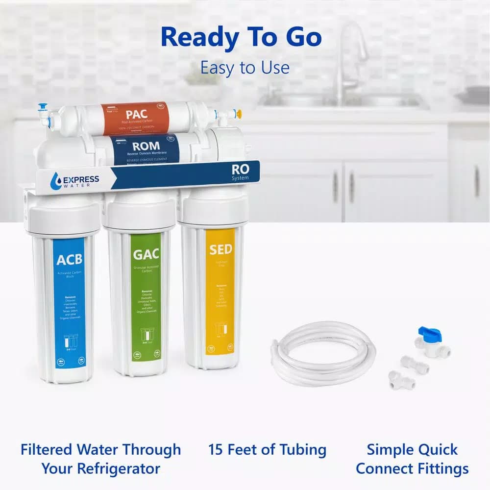 Express Water Refrigerator Connection Kit for Reverse Osmosis Systems, 15 ft. Tubing & Fittings
