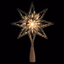 Northlight 8 in. Retro Silver Tinsel 8-Point Star Christmas Tree Topper with Clear Lights thumbnail 2