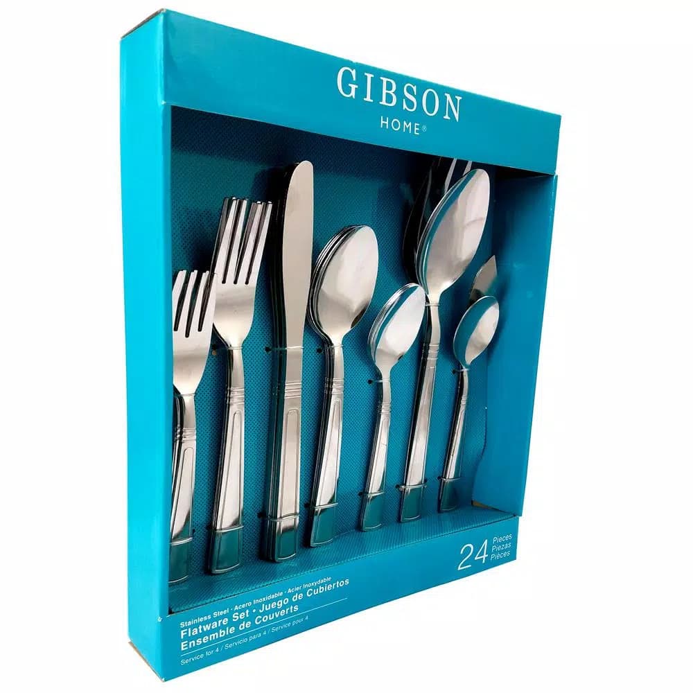 Gibson Home Sefton 24-Piece Stainless Steel Flatware Set, Service for 4
