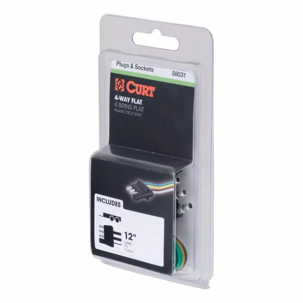 CURT 4-Way Flat Trailer Connector Plug with 12" Color-Coded Wires
