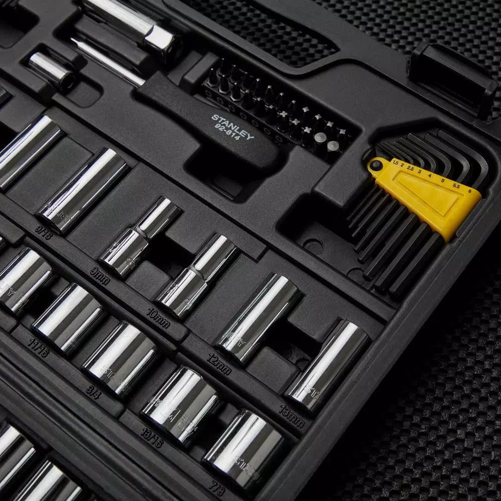 Stanley 123-Piece Socket Set with Ratchets, 3/8 in. and 1/4 in. Drive, Metric and SAE