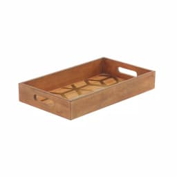 LITTON LANE Rustic Brown Wood Decorative Trays with Gold Geometric Patterns, Set of 2 thumbnail 6