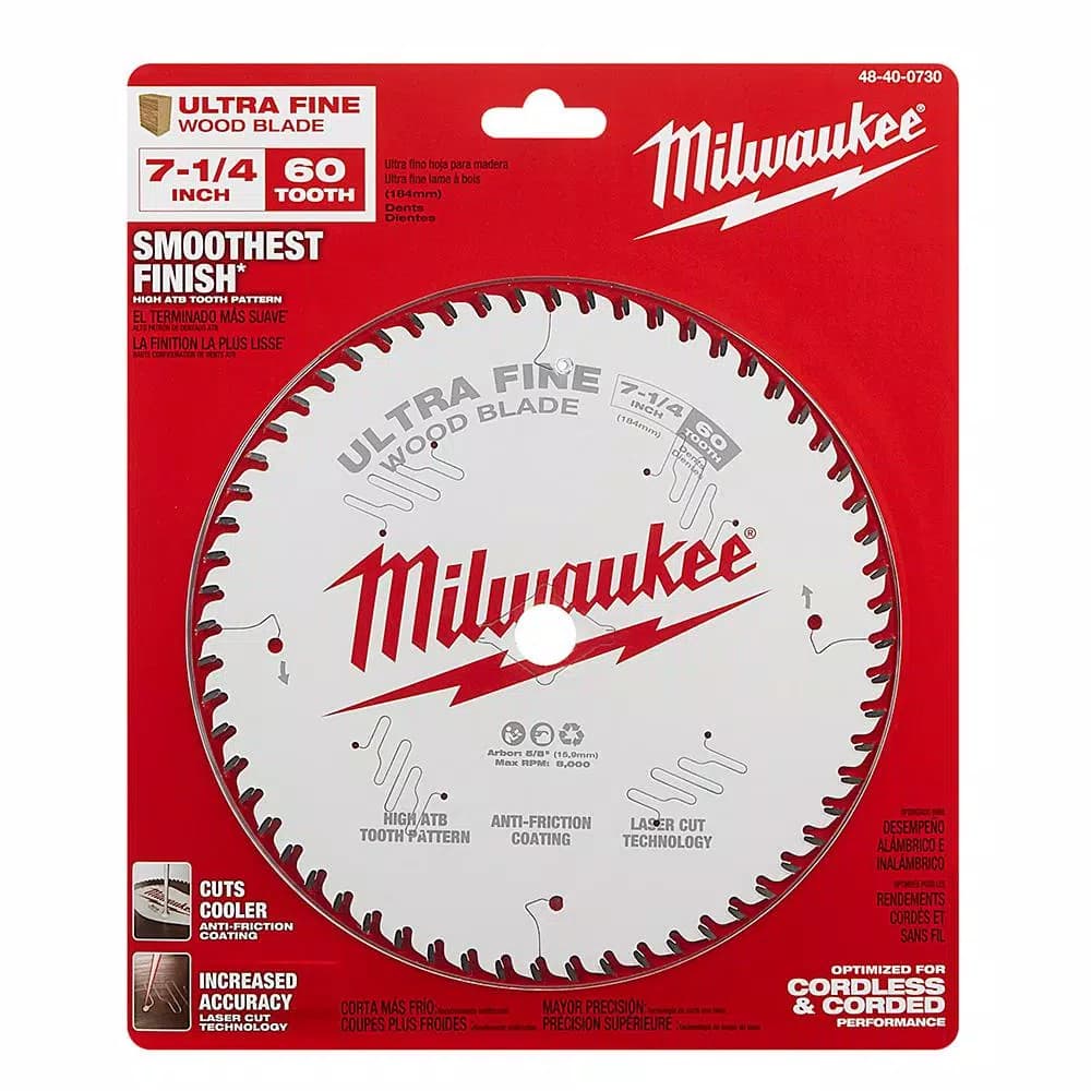 Milwaukee 7-1/4 in. 60-Tooth Ultra Fine Finish Circular Saw Blade